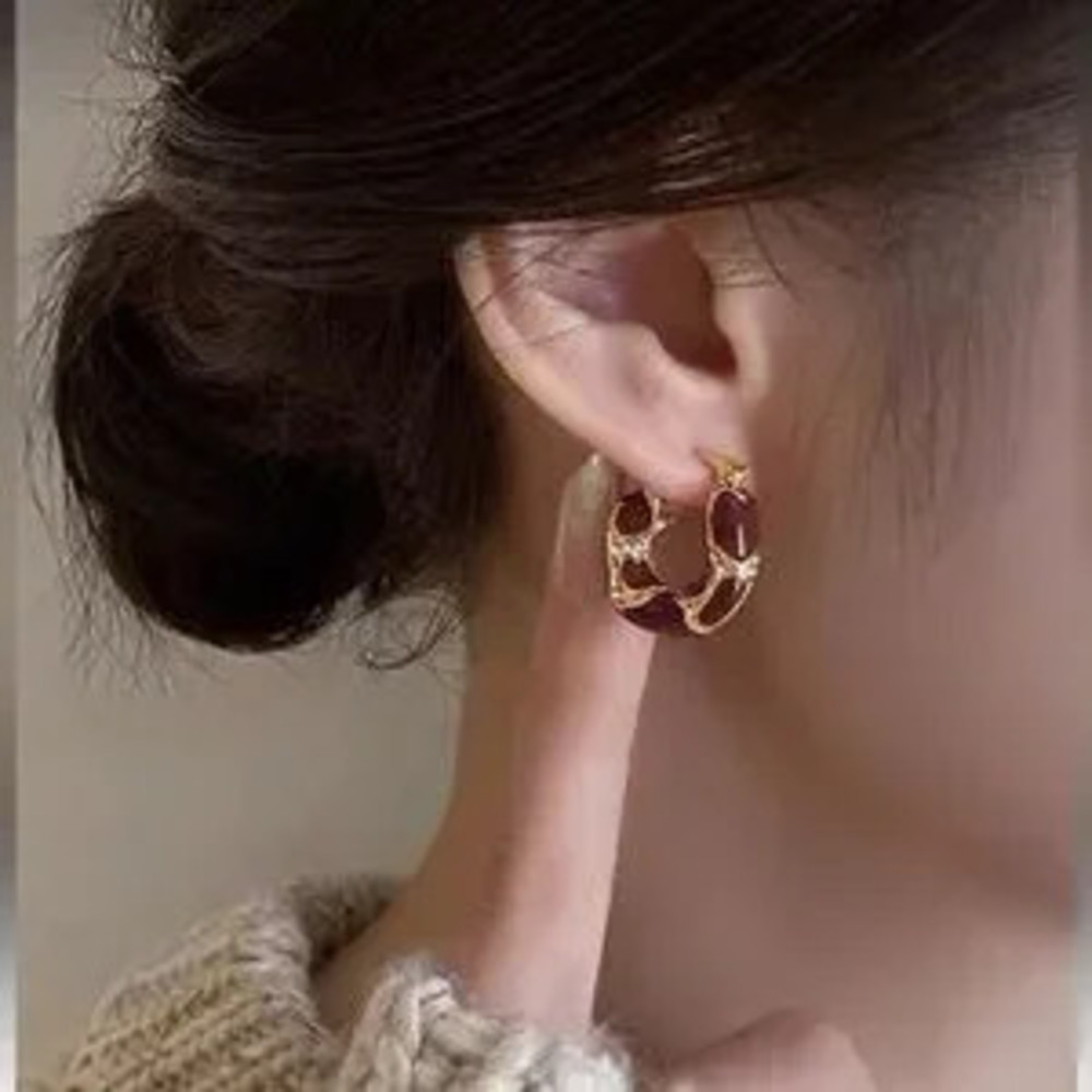 Zara Elegant Gold and Brown Hoop Earrings